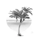 Palm Tree and bird  tattoo design idea