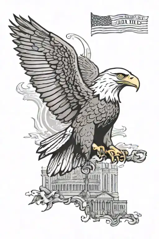 usa flag, bald eagle, 100 dollar bill, "made in USA," oscar meyer bologna, "we the people," statue of liberty, ohio tattoo design idea