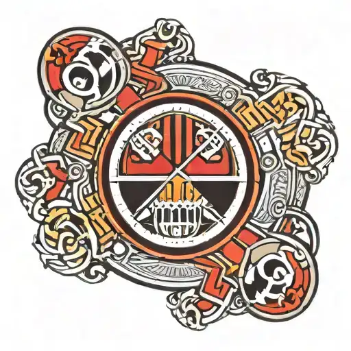 A tattoo design combining elements of Pearl Jam's logo with the AC Milan football club crest tattoo design idea
