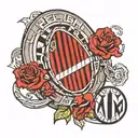 A tattoo design combining elements of Pearl Jam's logo with the AC Milan football club crest tattoo design idea