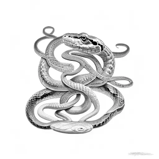 Two snakes entwine around a trophy with a band. tattoo design idea