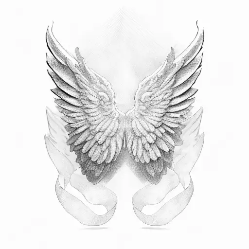 wings memorial of grandma tattoo design idea
