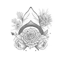 A silhouette of a cowboy hat adorned with vibrant flowers, representing the fusion of country music and plants tattoo design idea