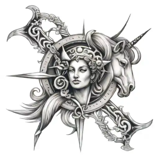 gemini sagittarius mother symbol incorporated tattoo design idea