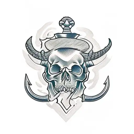 the skull of a buffalo tattoo design idea