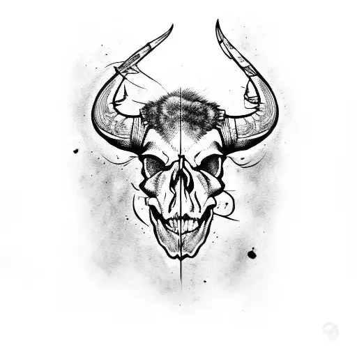 the skull of a buffalo tattoo design idea