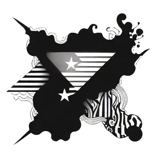 A surreal and dreamy interpretation of the Cuban flag with abstract shapes and patterns representing the spirit of Cuba tattoo design idea