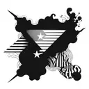 A surreal and dreamy interpretation of the Cuban flag with abstract shapes and patterns representing the spirit of Cuba tattoo design idea