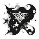 A surreal and dreamy interpretation of the Cuban flag with abstract shapes and patterns representing the spirit of Cuba tattoo design idea