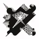 A surreal and dreamy interpretation of the Cuban flag with abstract shapes and patterns representing the spirit of Cuba tattoo design idea