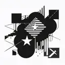 A surreal and dreamy interpretation of the Cuban flag with abstract shapes and patterns representing the spirit of Cuba tattoo design idea