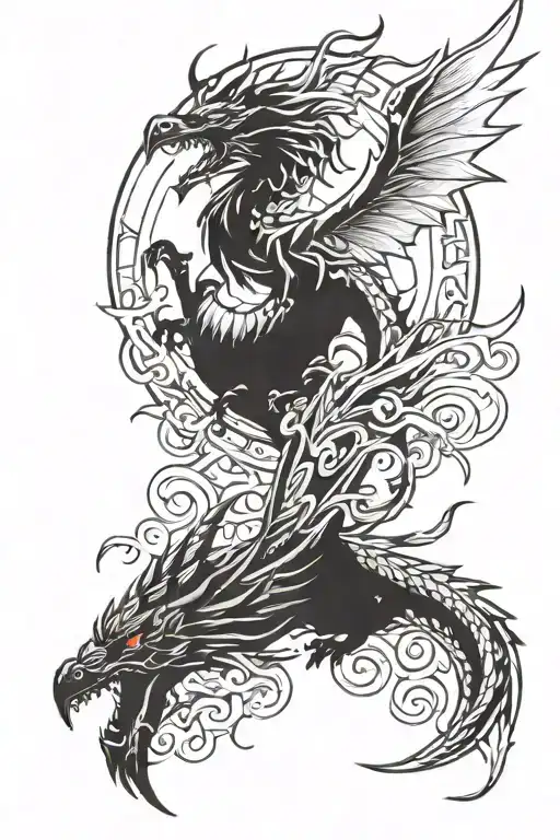 dragon and phoenix tattoo design idea