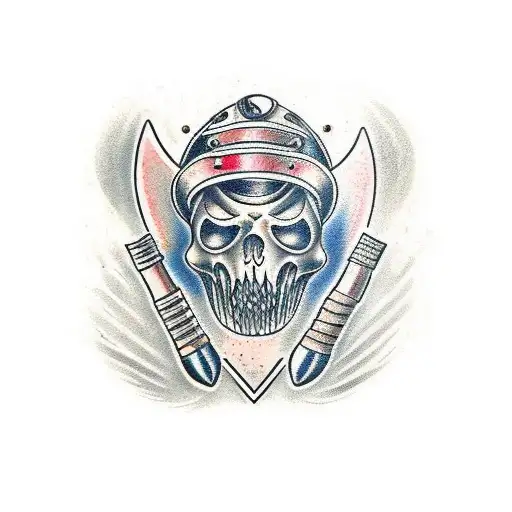 BA mask with axe and halligan tool tattoo design idea