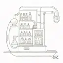 A futuristic pharmacy with robotic elements tattoo design idea