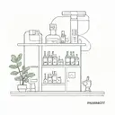 A futuristic pharmacy with robotic elements tattoo design idea