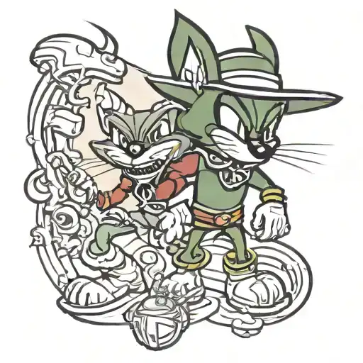 the Tazmanian Devil and Marvin the Martian looney tunes tattoo design idea
