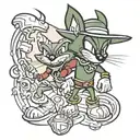 the Tazmanian Devil and Marvin the Martian looney tunes tattoo design idea