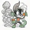 the Tazmanian Devil and Marvin the Martian looney tunes tattoo design idea