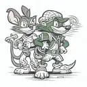 the Tazmanian Devil and Marvin the Martian looney tunes tattoo design idea