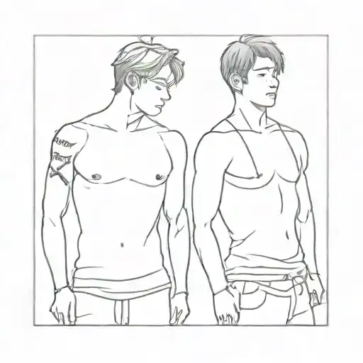 two handsome gay Koreans tattoo design idea