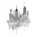 A skyline of NYC with musical notes as buildings tattoo design idea