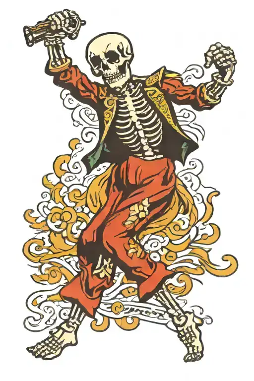 skeleton dancing tattoo design idea