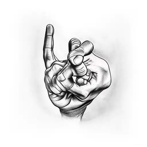 man holding up his left hand tattoo design idea