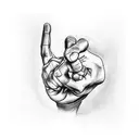 man holding up his left hand tattoo design idea