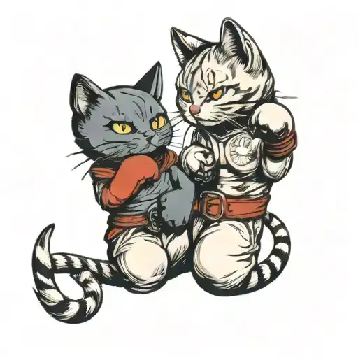 cats in boxing gloves   tattoo design idea