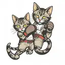 cats in boxing gloves   tattoo design idea