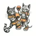 cats in boxing gloves   tattoo design idea