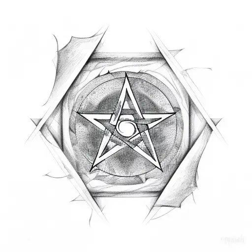 Pentagram with the circle around it that says "Rock and Roll Buckaroo" tattoo design idea