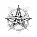 Pentagram with the circle around it that says "Rock and Roll Buckaroo" tattoo design idea