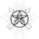 Pentagram with the circle around it that says Rock and Roll Buckaroo tattoo design idea