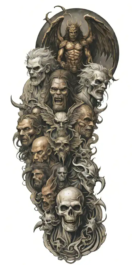 heaven and hell angels and demons  tattoo design idea