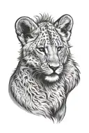 Lion cub howling tattoo design idea
