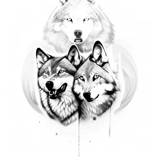 tale of 2 wolves tattoo design idea