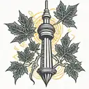 cn tower maple leafs lighting bolt striking tattoo design idea