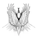 abstract bird wing line work symmetrical tattoo design idea