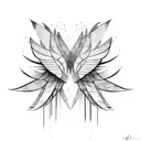 abstract bird wing line work symmetrical tattoo design idea
