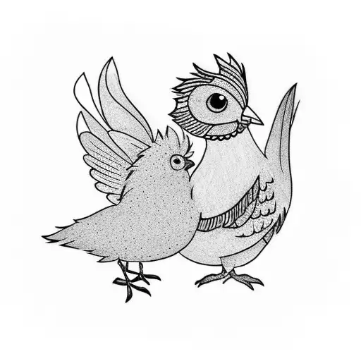 a small tattoo with the name Becca and a cute tiny chicken on hand tattoo design idea