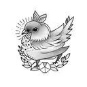 a small tattoo with the name Becca and a cute tiny  hen on hand tattoo design idea