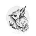 a small tattoo with the name Becca and a cute tiny  hen on hand tattoo design idea