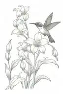 Design a tiny tattoo that includes a cardinal a hummingbird and a lily of the valley flower tattoo design idea