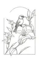 Design a tiny tattoo that includes a cardinal a hummingbird and a lily of the valley flower tattoo design idea