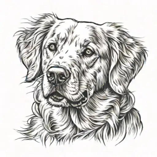 golden retriever portrait style tattoo tattoo design idea