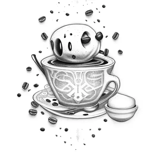 cursive K with a coffee bean tattoo design idea