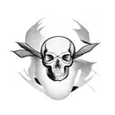 A parkour silhouette jumping over a skull-shaped obstacle tattoo design idea