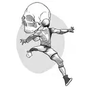 A parkour silhouette jumping over a skull-shaped obstacle tattoo design idea
