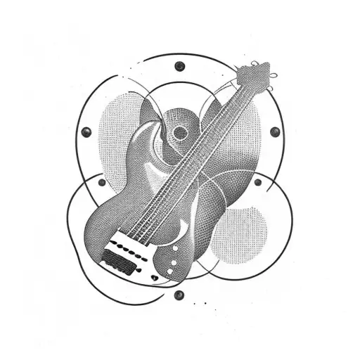 Bass guitar with circuit board design tattoo design idea